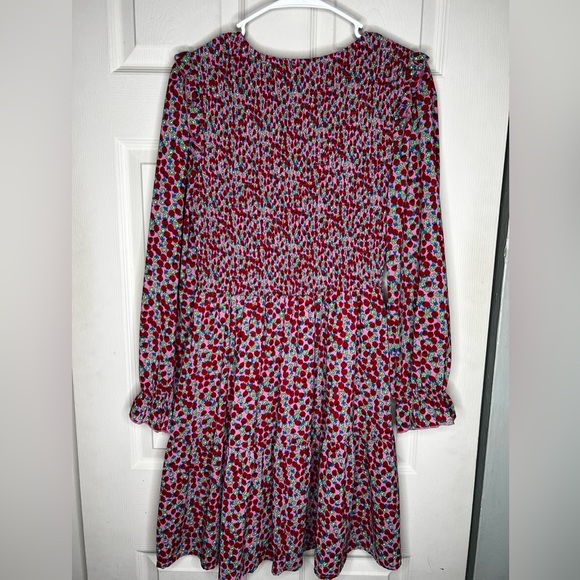 Strawberry Floral long sleeve smocked bodice dress. - Picture 3 of 4